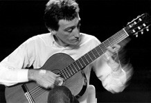Performing on classical guitar, Los Angeles, 1984
